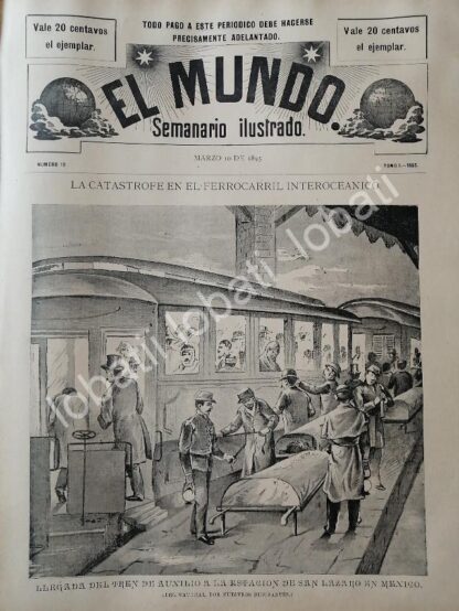 PORTADA ANTIGUA ORIGINAL  1895 DESCARRILAMIENTO DE TREN EN TEMAMATLA EDOMEX