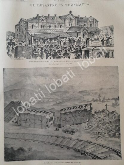 CARTEL ANTIGUO ORIGINAL DE GRAN DESCARRILAMIENTO DEL TREN EN TEMAMATLA 1895 / FUNERALES Y NOTAS - Imagen 2