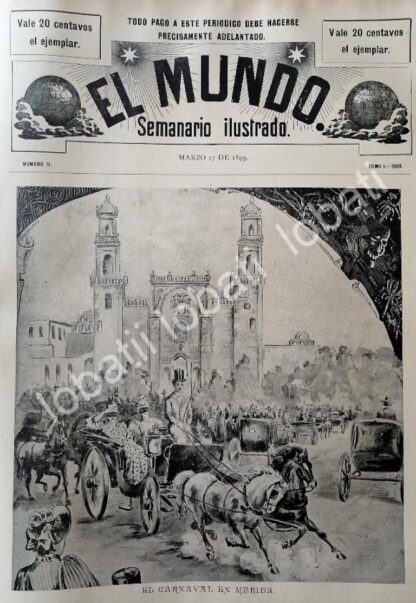 PORTADA ANTIGUA ORIGINAL  1895 EL CARNAVAL DE MERICA YUCATAN