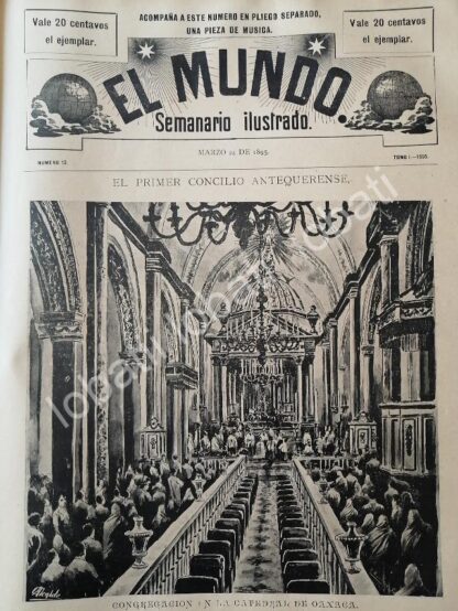 PORTADA ANTIGUA ORIGINAL  1895 CATEDRAL DE OAXACA.PRIMER CONCILIO DE ANTEQUERA / RLG