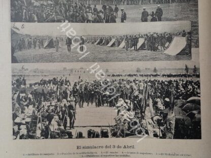 GRABADO ANTIGUO 1895 EJERCICIOS MILITARES / MLT - Imagen 3