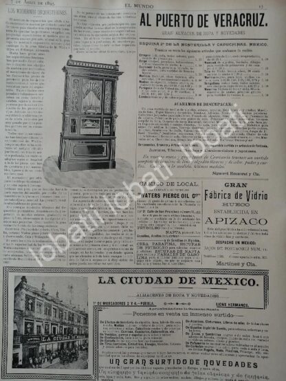 CARTEL ANTIGUO ORIGINAL DE ORQUESTRION WALTE 1895 DE CASA WAGNER LEVIEN - LOTERIA NACIONAL Y MAS