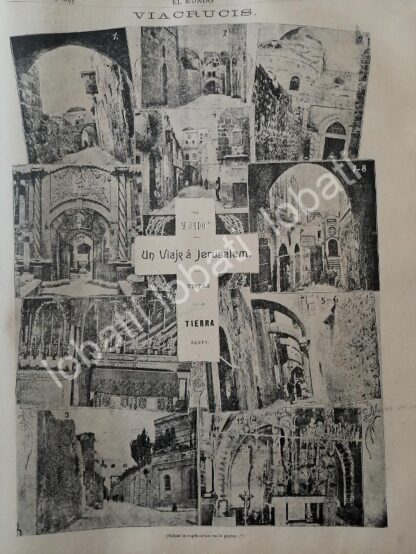 CARTEL ANTIGUO ORIGINAL DE VIAJE A JERUSALEM & TIERRA SANTA, VIACRUCIS ETC 1895 / RLG - Imagen 2