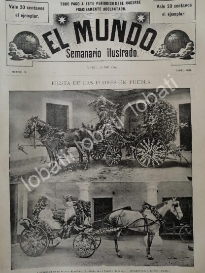 PORTADA ANTIGUA ORIGINAL  1895 FIESTA FLORAL, PUEBLA, FOTO DE LORENZO BECERRIL /ASM