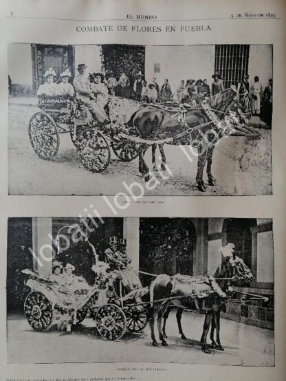 CARTEL ANTIGUO ORIGINAL DE DESFILE FLORAL PUEBLA 1895. ALFREDO KING & AGUSTIN HIDALGA / ASM