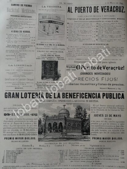 CARTEL ANTIGUO ORIGINAL DE FABRICA DE MUEBLES MUEBLES JORGE UNNA 1895 Y LOTERIA NACIONAL - Imagen 2