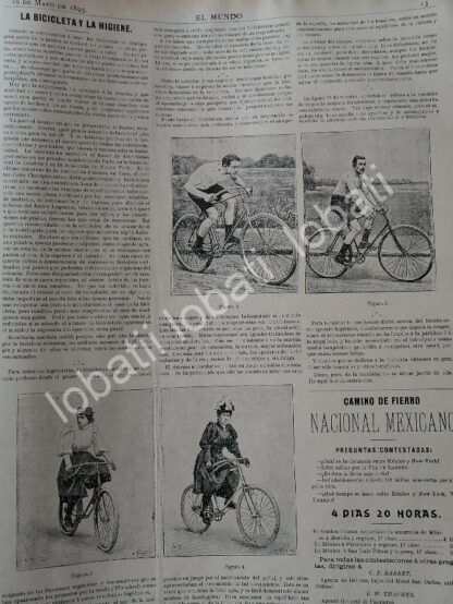 CARTEL ANTIGUO ORIGINAL DE CICLISMO, LA BICICLETA Y LA HIGIENE 1895 /DPT