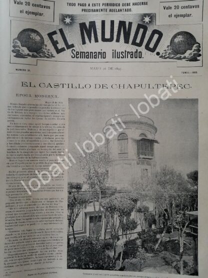 PORTADA ANTIGUA ORIGINAL  1895 EL CASTILLO DE CHAPULTEPEC