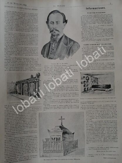 CARTEL ANTIGUO ORIGINAL DE EXHUMAN RESTOS DE MIGUEL MIRAMON 1895 /MLT PLT