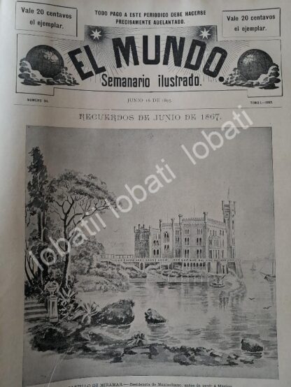 PORTADA ANTIGUA ORIGINAL  1895 CASTILLO DE MIRAMAR /MAXIMILIANO