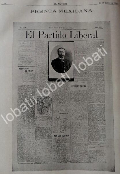 GRABADO ANTIGUO 1895 PERIODICO EL PARTIDO LIBERAL / PERIODISMO