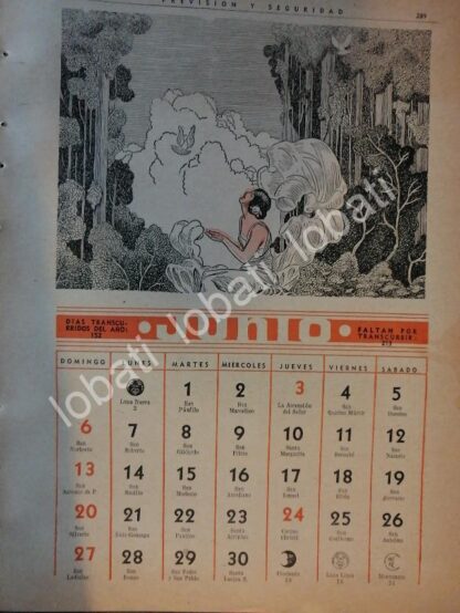 CARTEL ANTIGUO ORIGINAL DE CALENDARIO ANTIGUO 1943 DIBUJOS DE BONIFACIO MACIAS - Imagen 4