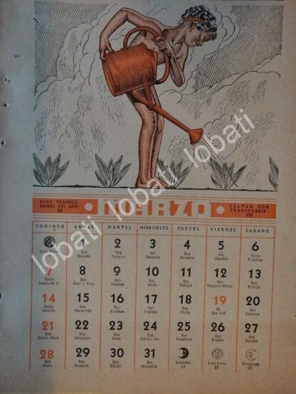 CARTEL ANTIGUO ORIGINAL DE CALENDARIO ANTIGUO 1943 DIBUJOS DE BONIFACIO MACIAS - Imagen 5