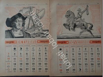 CARTEL ANTIGUO ORIGINAL DE CALENDARIO ANTIGUO 1943 DIBUJOS DE BONIFACIO MACIAS - Imagen 6