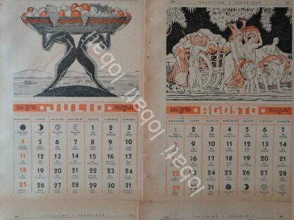 CARTEL ANTIGUO ORIGINAL DE CALENDARIO ANTIGUO 1943 DIBUJOS DE BONIFACIO MACIAS - Imagen 7