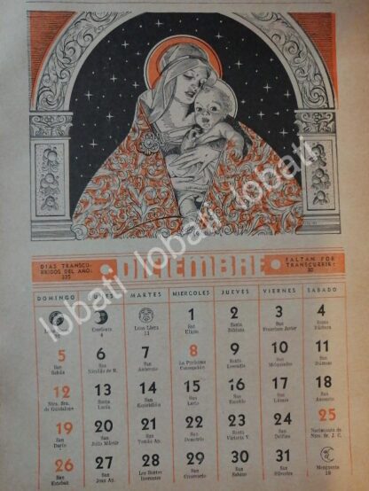 CARTEL ANTIGUO ORIGINAL DE CALENDARIO ANTIGUO 1943 DIBUJOS DE BONIFACIO MACIAS - Imagen 8