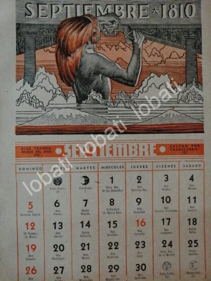 CARTEL ANTIGUO ORIGINAL DE CALENDARIO ANTIGUO 1943 DIBUJOS DE BONIFACIO MACIAS - Imagen 9