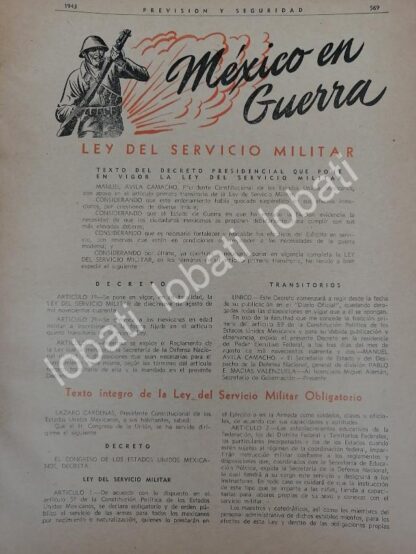 CARTEL ANTIGUO ORIGINAL DE LIBRETO DE INSTRUCCIONES, MEXICO EN GUERRA 1943 /SEGUNDA GUERRA MUNDIAL