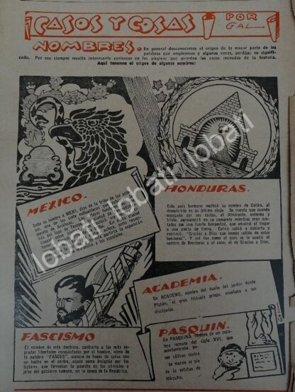 CARTEL ANTIGUO ORIGINAL DE 3 TIRAS COMICAS. " CASOS Y COSAS " POR: LEONEL GARCIA 1943 - Imagen 2