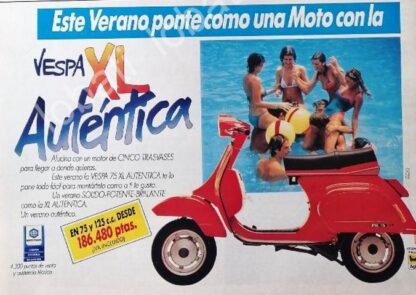 CARTEL ANTIGUO ORIGINAL DE MOTOCICLETAS. MOTONETA VESPA XL 1987