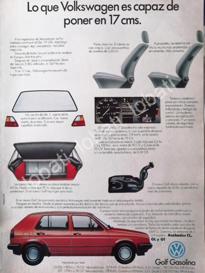 CARTEL ANTIGUO ORIGINAL DE AUTOS VOLKSWAGEN GOLF (CARIBE) VW 1981 /911