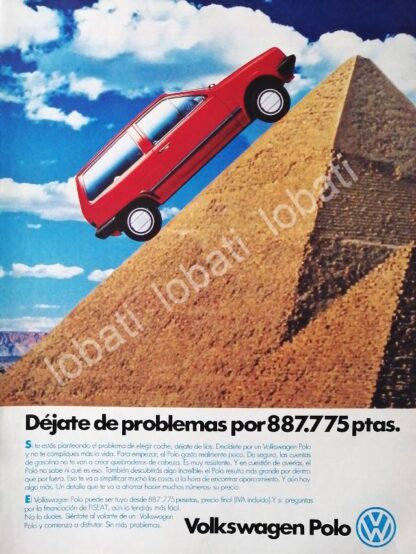 CARTEL ANTIGUO ORIGINAL DE AUTOS VOLKSWAGEN POLO 1986 /910 VW