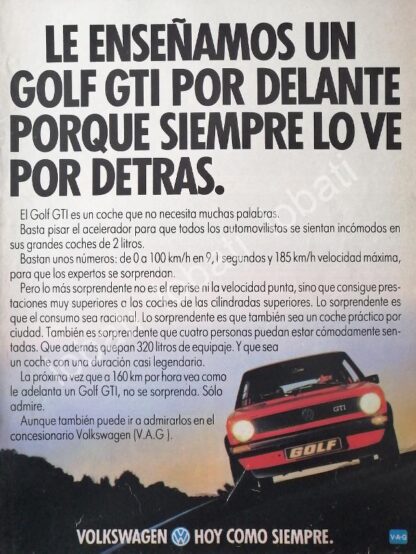 CARTEL ANTIGUO ORIGINAL DE AUTOS VOLKSWAGEN GOLF (CARIBE) GTI 1981 /909 VW