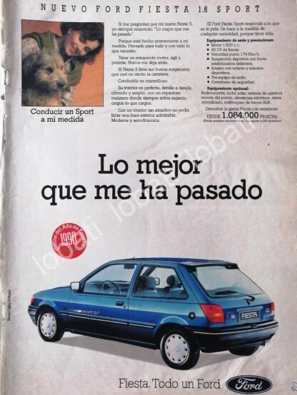 CARTEL ANTIGUO ORIGINAL DE AUTOS FORD FIESTA 1.6 SPORT 1990 /906