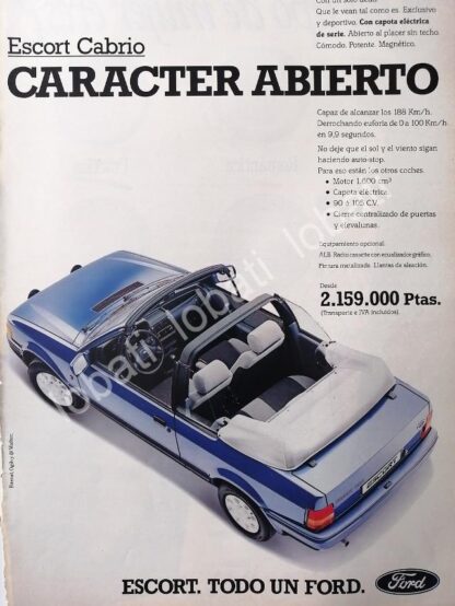 CARTEL ANTIGUO ORIGINAL DE AUTOS FORD ESCORT CABRIO 1996 /902