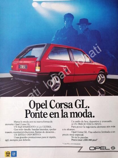 CARTEL ANTIGUO ORIGINAL DE AUTOS CHEVROLET OPEL CORSA GL 1986 /898