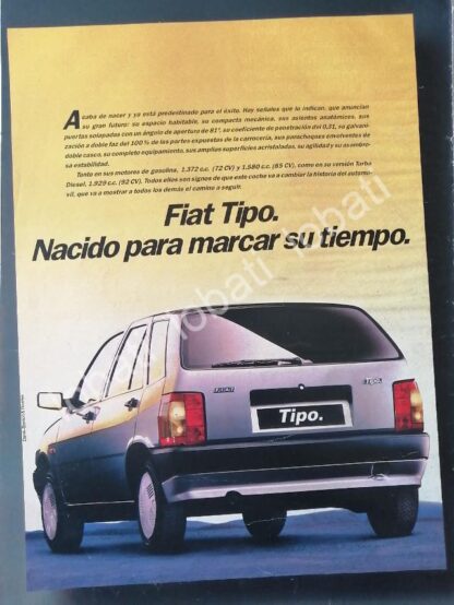 CARTEL ANTIGUO ORIGINAL DE AUTOS FIAT TIPO 1989 /893