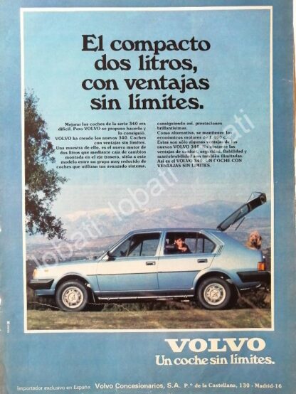 CARTEL ANTIGUO ORIGINAL DE AUTOS VOLVO SERIE 340 1991 /892