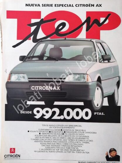 CARTEL ANTIGUO ORIGINAL DE DE AUTOS CITROEN AX DIESEL 1989 /888