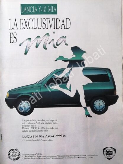 CARTEL ANTIGUO ORIGINAL DE DE AUTOS LANCIA Y-10 MIA 1992 /884