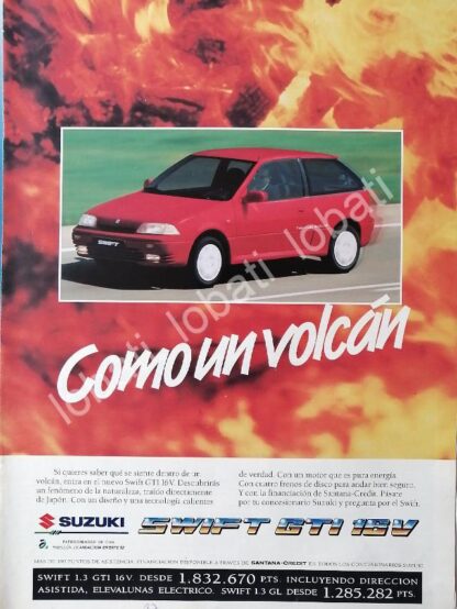 CARTEL ANTIGUO ORIGINAL DE AUTOS SUZUKI SWIFT GTI 1992 / 867