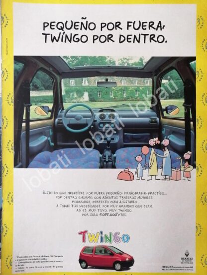 CARTEL ANTIGUO ORIGINAL DE AFICHE DE AUTOS RENAULT TWINGO 1993 / 858