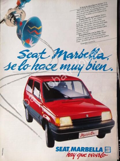 CARTEL ANTIGUO ORIGINAL DE AUTOS SEAT MARBELLA 1987 / 852