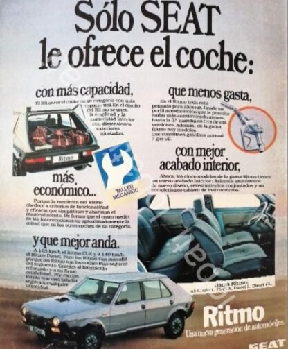 CARTEL ANTIGUO ORIGINAL DE AUTOS SEAT RITMO CLX 1981 / 847