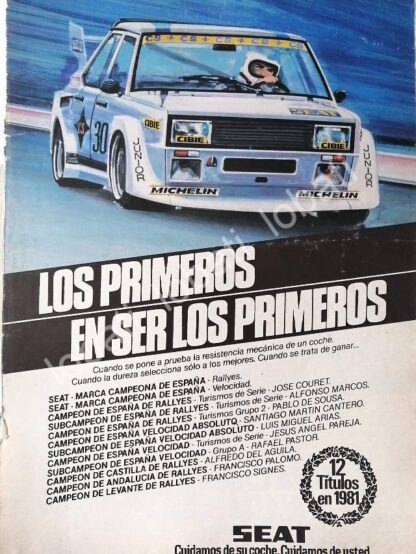 CARTEL ANTIGUO ORIGINAL DE AUTOS SEAT 1981 LOGRA 12 TITULOS / 846