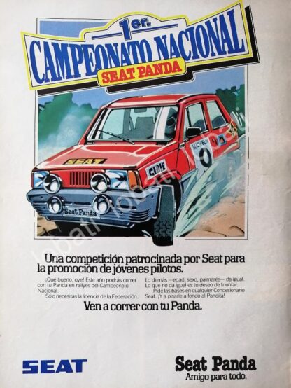 CARTEL ANTIGUO ORIGINAL DE AUTOS. 1ER CAMPEONATO NACIONAL SEAT PANDA 1981/ 841 RARO