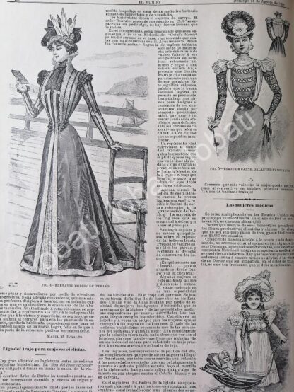 GACETA ANTIGUA 1898. " PAGINAS DE LA MODA " /31 - Imagen 3