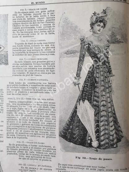 GACETA ANTIGUA 1898. " PAGINAS DE LA MODA " /33