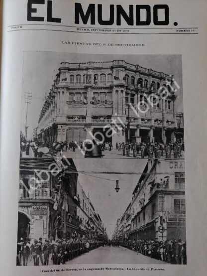 PORTADA ANTIGUA ORIGINAL  1898 DESFILE Y FIESTAS PATRIAS D.F CALLE PLATEROS /LDM