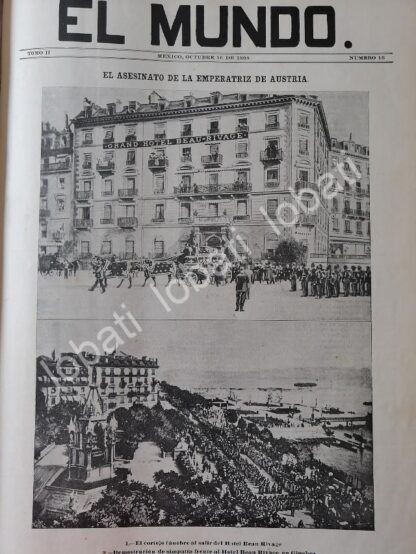 PORTADA ANTIGUA ORIGINAL  1898 FUNERALES DE LA EMPERATRIZ DE AUSTRIA / PLT