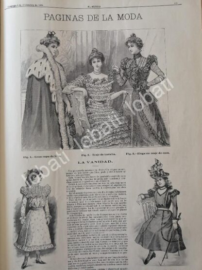 GACETA ANTIGUA DE MODAS 1898. " PAGINAS DE LA MODA " /47