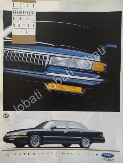 CARTEL ANTIGUO ORIGINAL DE AUTOS FORD GRAND MARQUIS 1993 V8 /1001