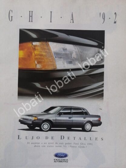 CARTEL ANTIGUO ORIGINAL DE AUTOS FORD GHIA ( TOPAZ ) 1992 /N999