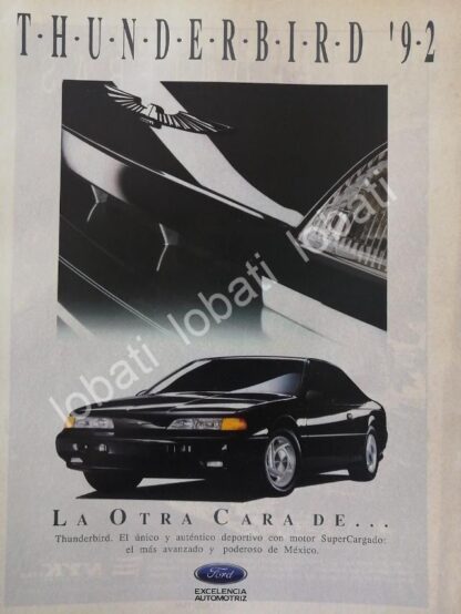 CARTEL ANTIGUO ORIGINAL DE AUTOS FORD THUNDERBIRD 1992 /N998