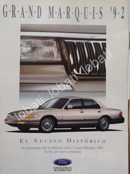 CARTEL ANTIGUO ORIGINAL DE AUTOS FORD GRAND MARQUIS 1992 /N997