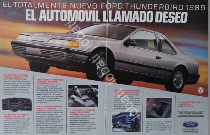 CARTEL ANTIGUO ORIGINAL DE AUTOS FORD THUNDERBIRD 1989 /N994